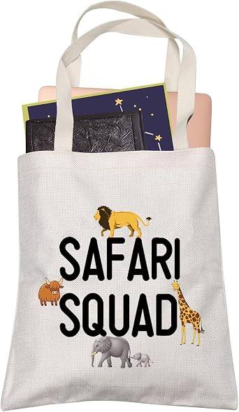 Safari Squad Shopping Bag African Safari Trip Wild Animal Lover Travel Tote Bag for Women BFF