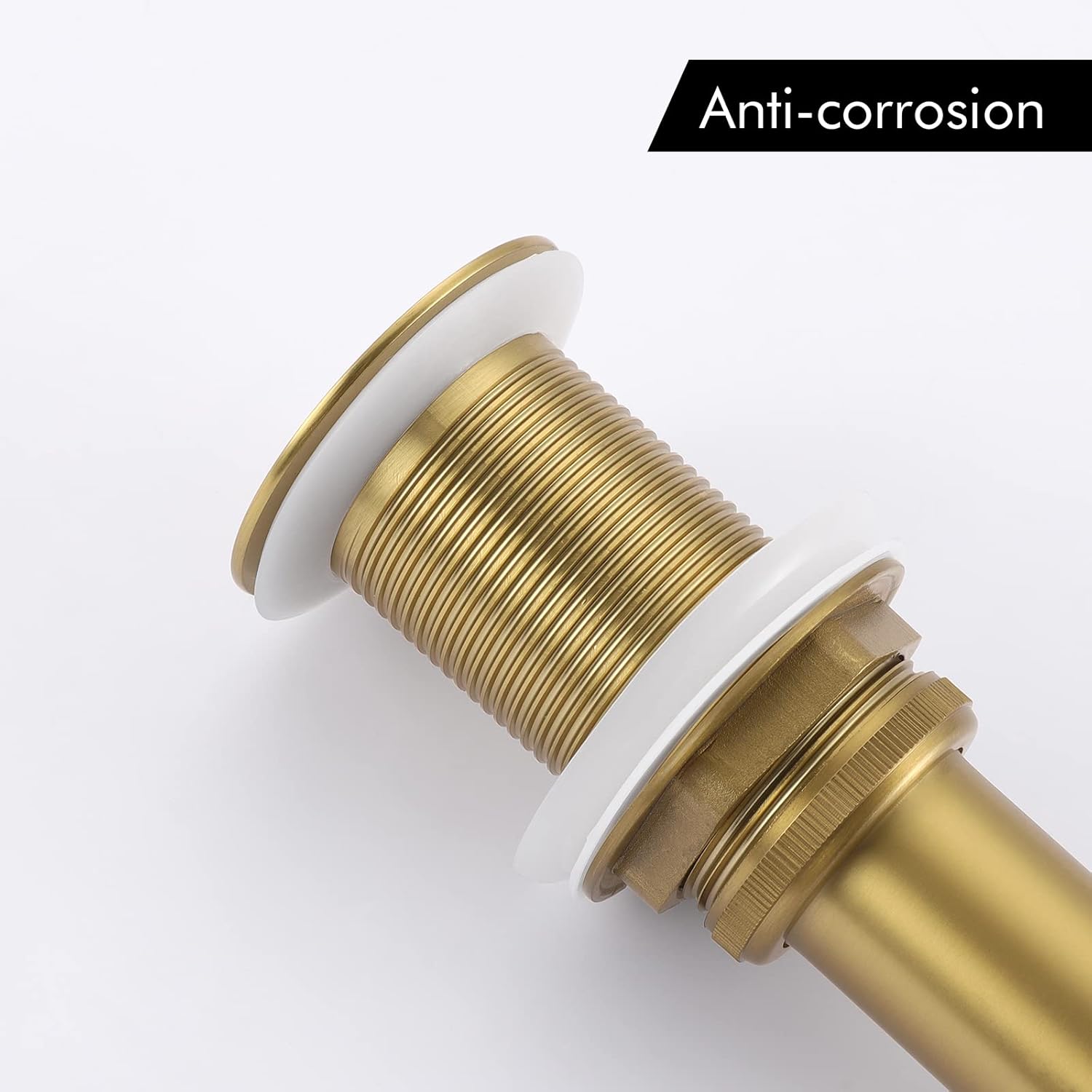 KES Sink Drain Without Overflow Bathroom Pop Up Drain Stopper Vessel Sink Assembly Brushed Gold, S2007D-BZ