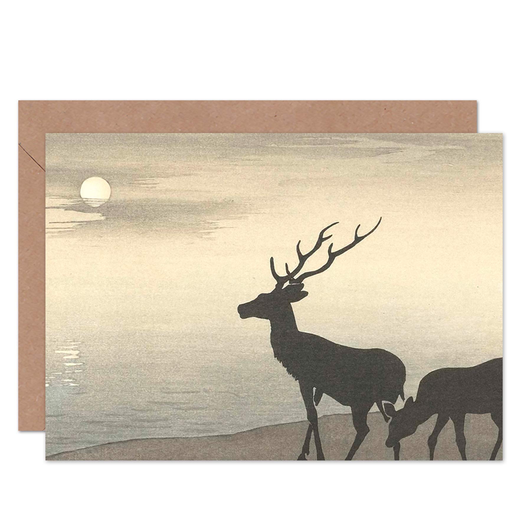Artery8 Ohara Koson Torii Gate Landscape Deer Art Card