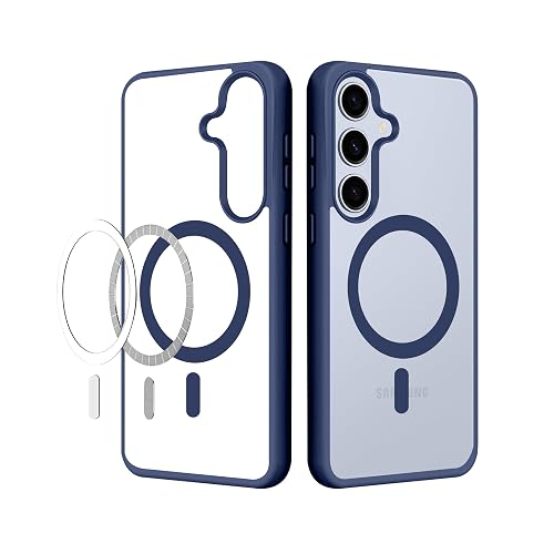 CEDO Magfit Backcover for Samsung Galaxy S24 Plus (5G) | Mag-Safe Wireless Charging | Designed with Magnetic Lock Shockproof Phone Bumper Transparent Back Case Cover (Navy Blue)