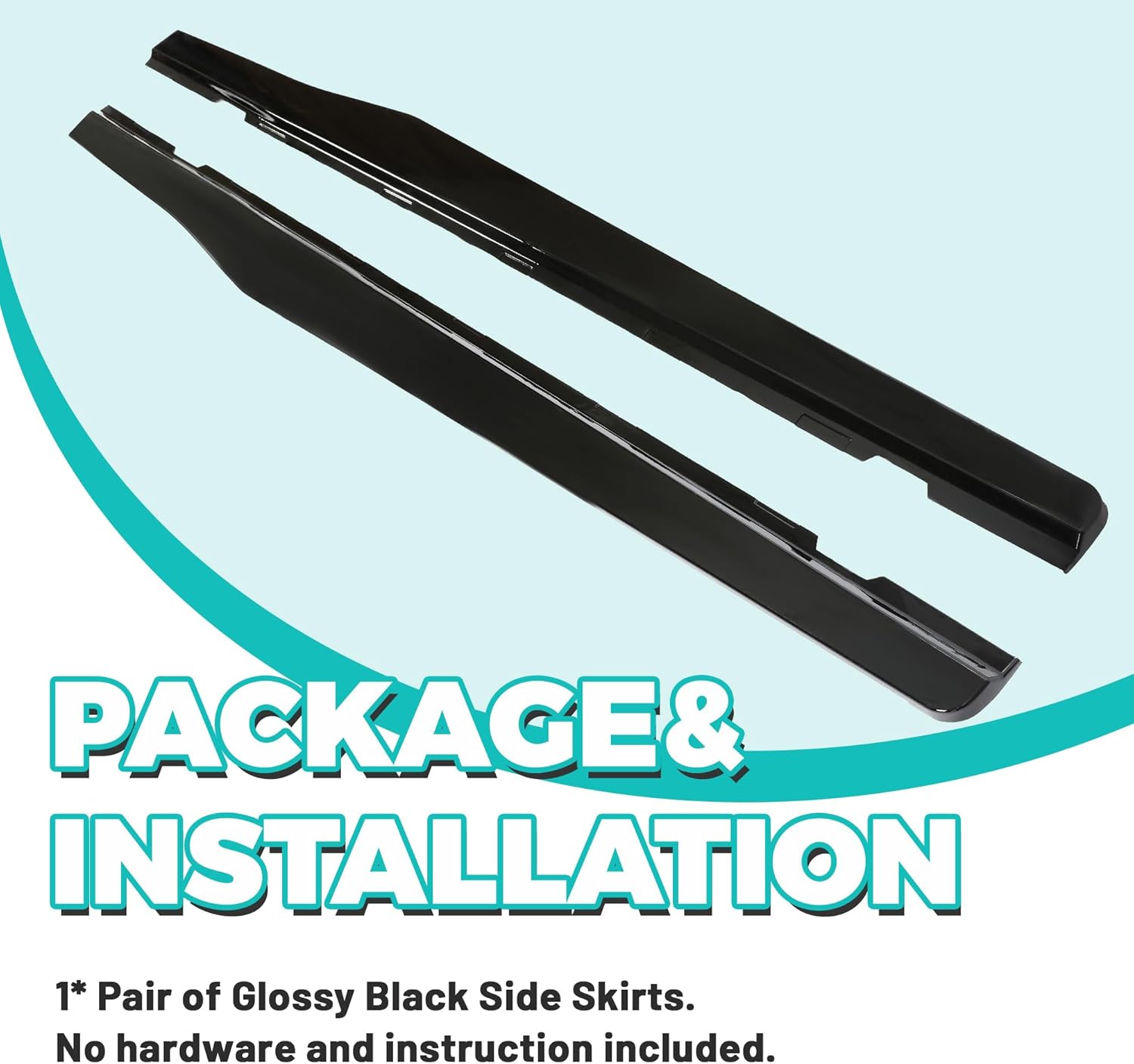 KUAFU Side Skirts Compatible with 2010-2015 Chevy Camaro LT LS SS Model Rocker Panels Guard Extension Body Kit PP - Glossy Black