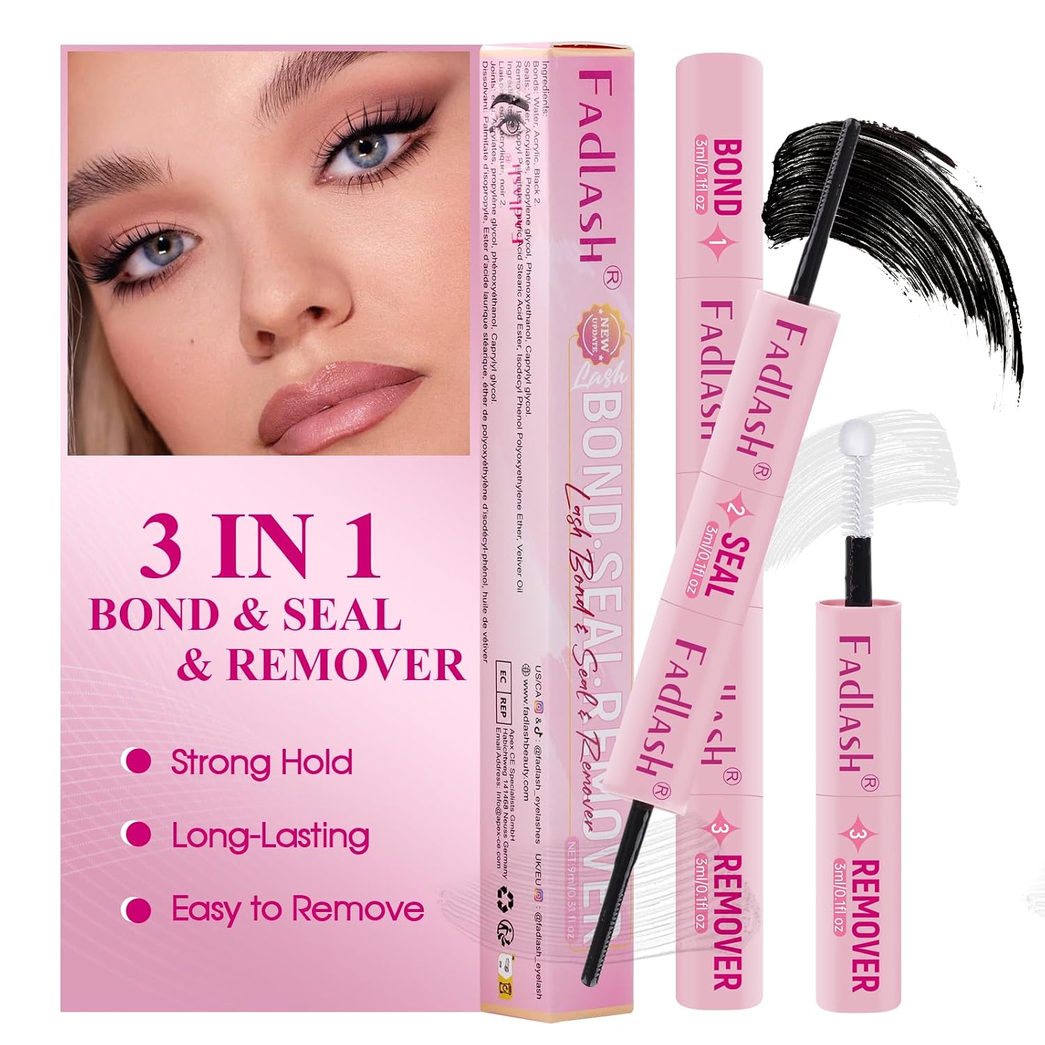 FADLASH 3 in 1 Lash Bond and Seal Remover Set - Gentle Formula