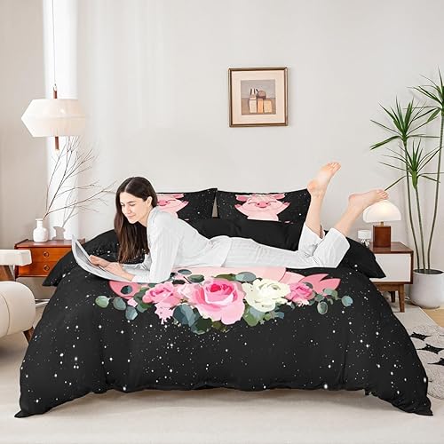 Vista 196 de Erosebridal Juego de ropa de cama Kawaii de sushi colorido, estilo japonés de dibujos animados, funda de edredón con temática alimentaria para Multi
