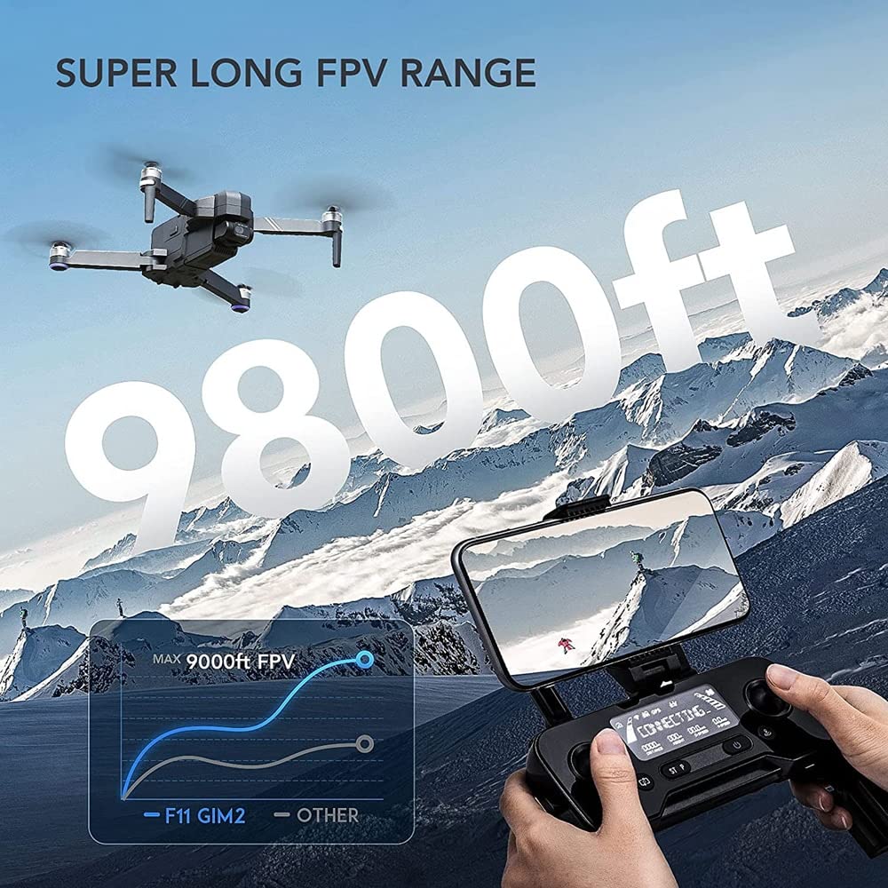 F11S 4K PRO Profesjonalne drony GPS 5G WiFi z 2 gimbalami EIS Kamera RC Odległość 3KM Samostabilizacja Quadcopter FPV Dron (Kolor: torba F11 4K 2B)