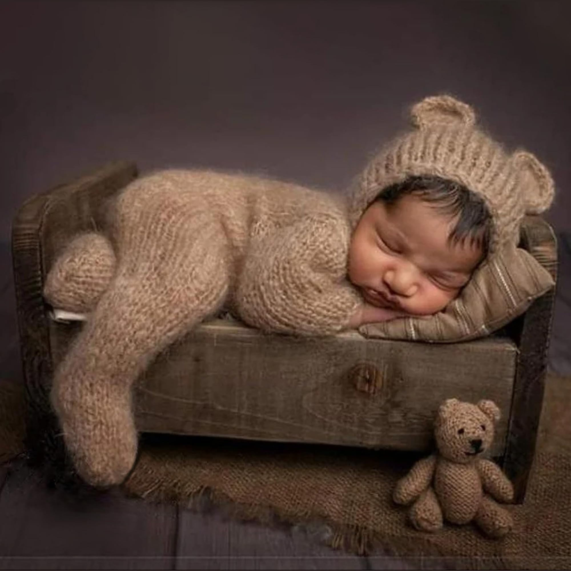 Befygier Newborn Boy Photography Props - 2-Piece Baby Boy Photography Oufit, Dungarees with Flat Cap for PhotoShoot