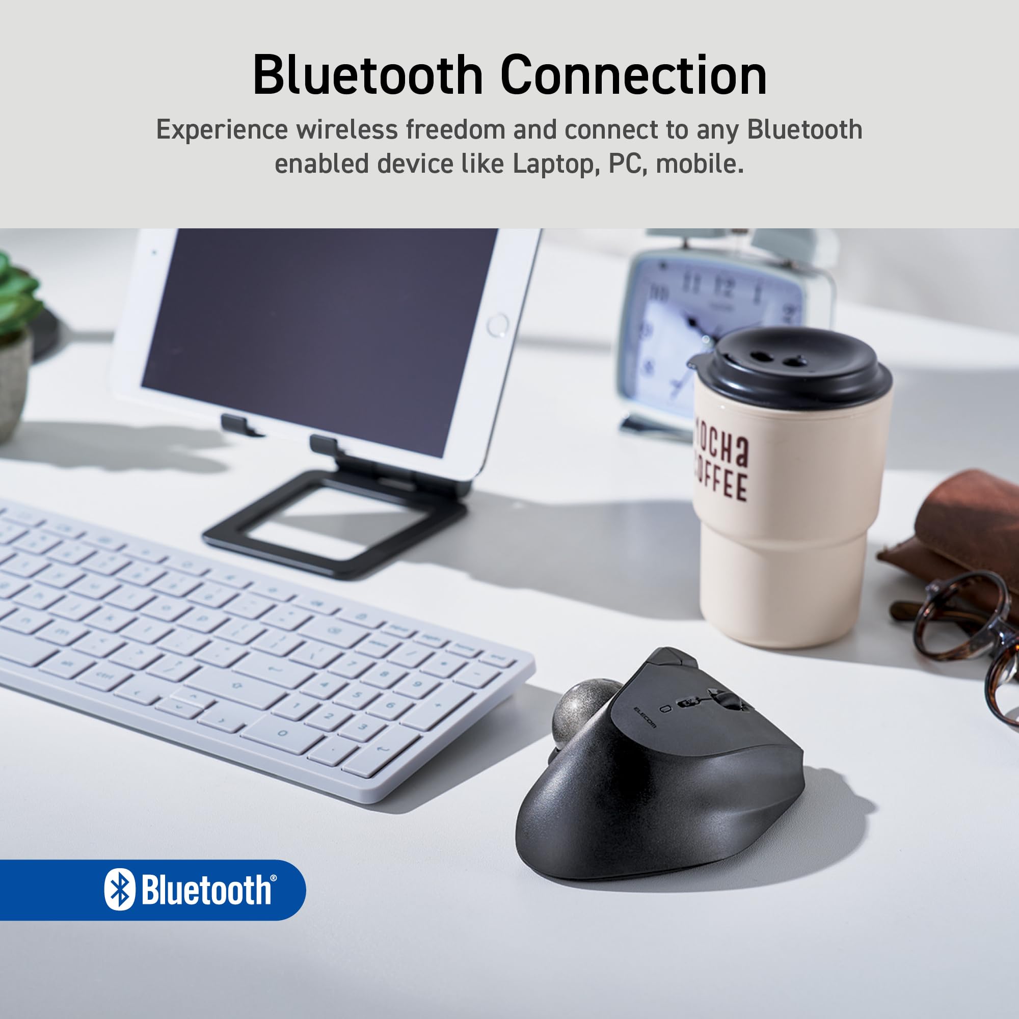 Elecom ist - Ratón Trackball inalámbrico, Bluetooth, diseño ergonómico, rodamiento de Bolas, PC/portátil, Windows 11/MacOS, iPadOS/Android, Negro M-IT11BRBK