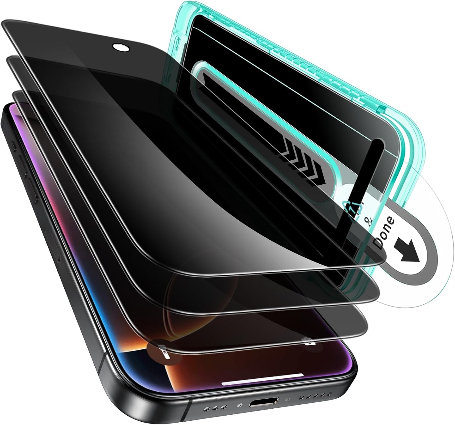 ESR 3 Pack for iPhone 16 Pro Privacy Screen Protector, Anti-Spy Tempered Glass Privacy Screen Protector with Easy Installation Tool, Micro-curved Edges, Case Friendly