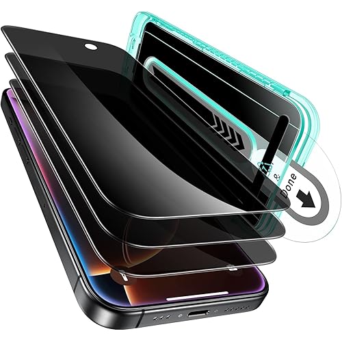 ESR 3 Pack for iPhone 16 Pro Max Privacy Screen Protector, Anti-spy Tempered-Glass Privacy Screen Protector with Flawless Fit Tray, Micro-curved Edges, Case Friendly