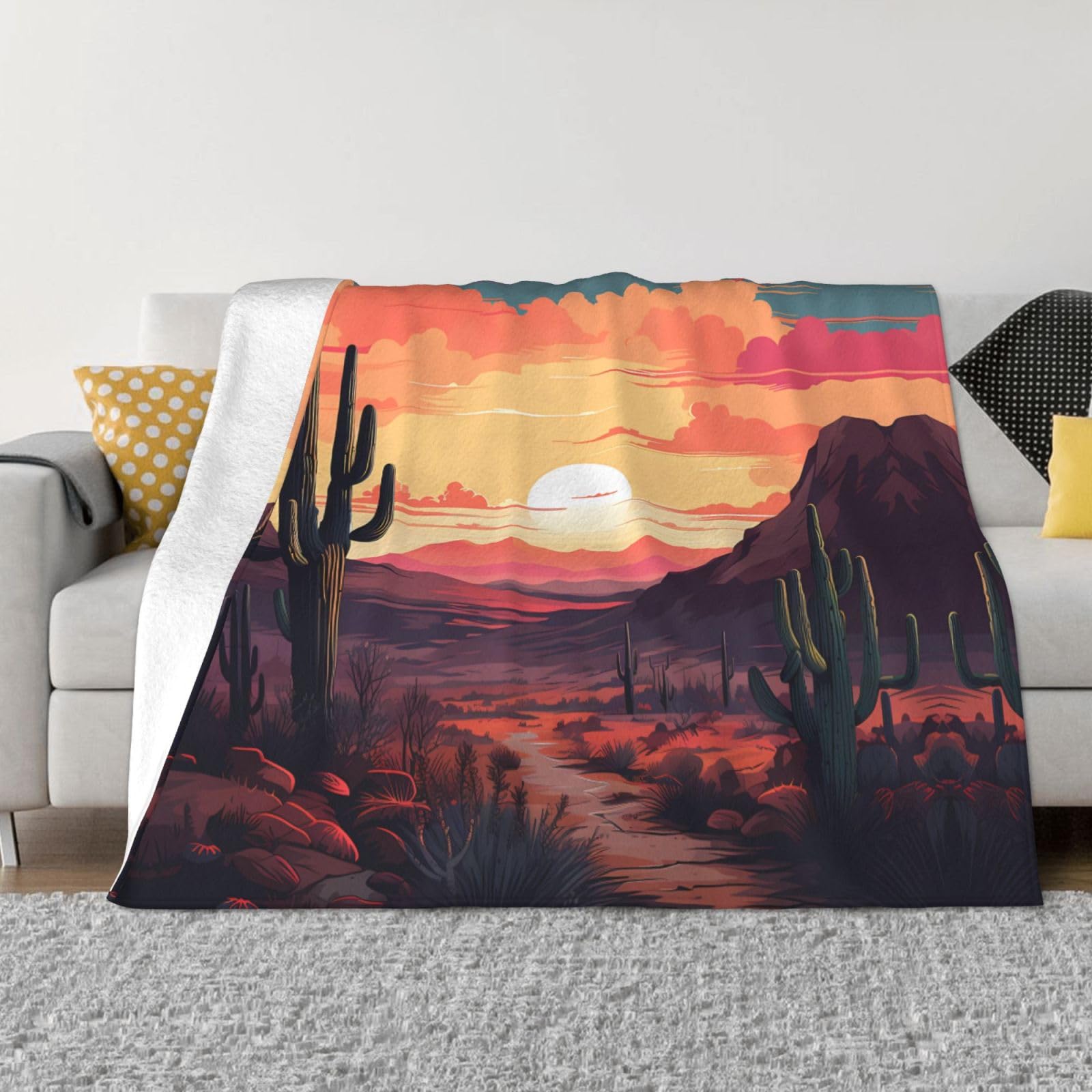 Couverture flanelle chaude cactus, la douceur réconfortante de votre lit