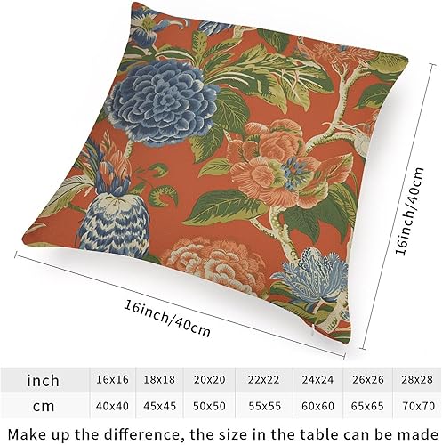 Miniatura 2 de ArogGeld Funda de cojín de estilo asiático chinoiserie naranja y azul oscuro, fundas de almohada de peonía floral naranja y azul con peonía china a