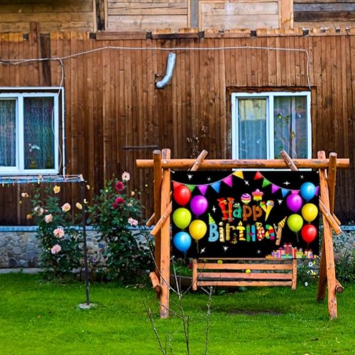 Miniatura 6 de Happybell Feliz Cumpleaños Pancarta grande globo colorido cartel cartel para niños fiesta de cumpleaños decoraciones foto cabina fondo para
