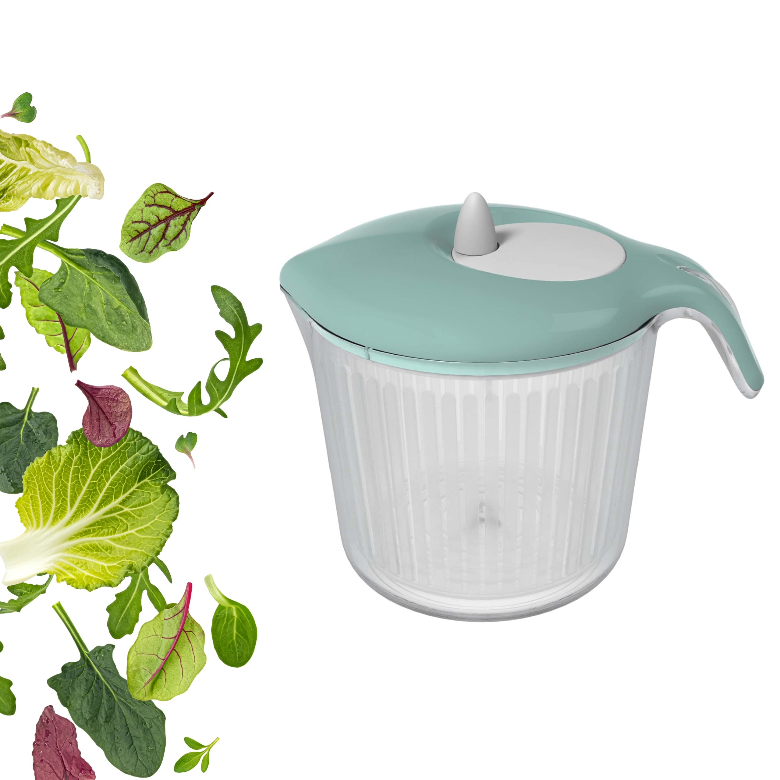 Biesse Casa Salad Spinner, Polypropylene Aquamarine, 18 x 24.8 x 20.5 cm