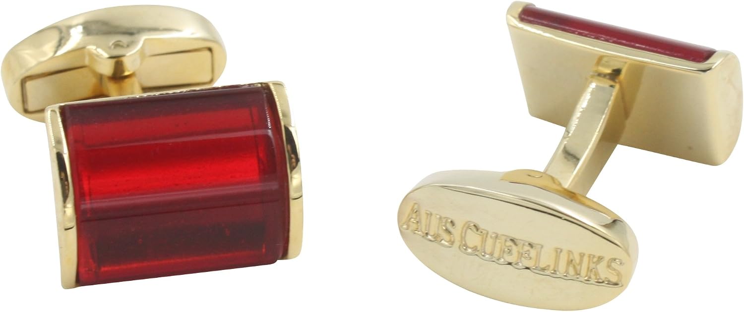 AUSCUFFLINKS 40th Anniversary Ruby Wedding Gift Husband | Cufflinks Gold Edge Red Cuff Links