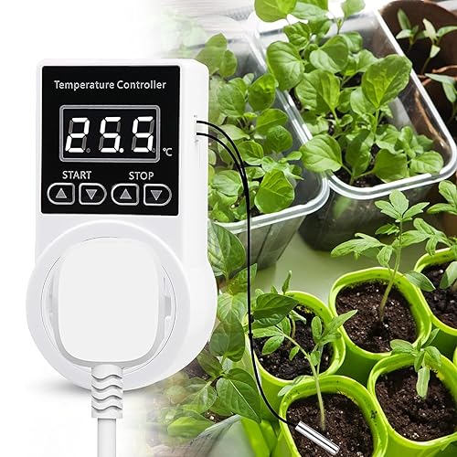 Miniatura 7 de XIEHUZA Enchufe de termostato digital, controlador de temperatura de pantalla LCD, enchufe de EE. UU. con sonda de sensor a prueba de agua,