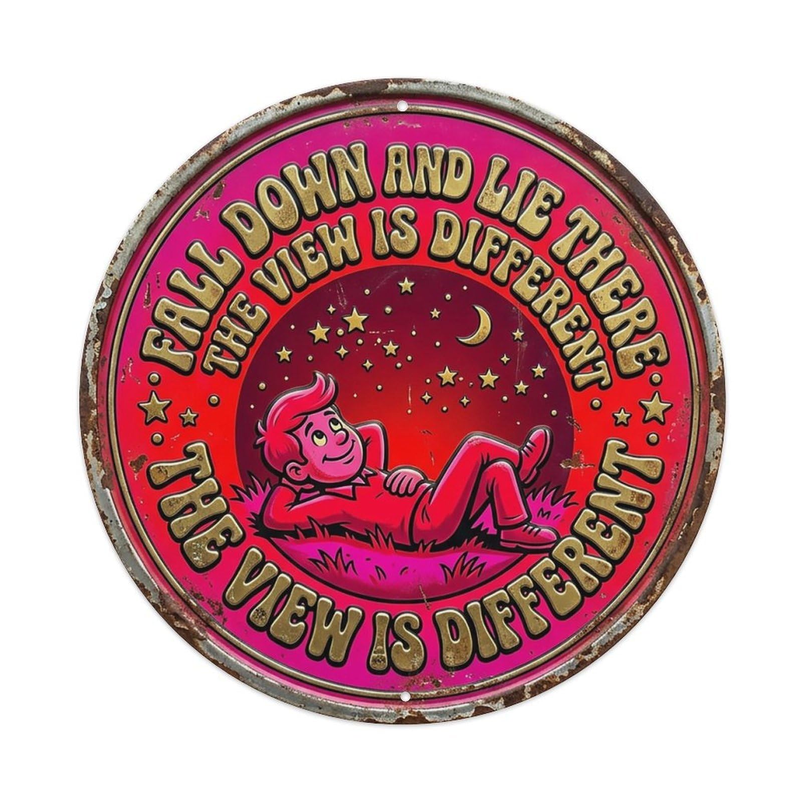 Falling Figure Perspective Bedroom Metal Tin Sign