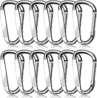 Vista 8 de Clips de mosquetón de aluminio de 3 ", hebilla de gancho de mosquetón de llavero con forma de anillo D 12PCS