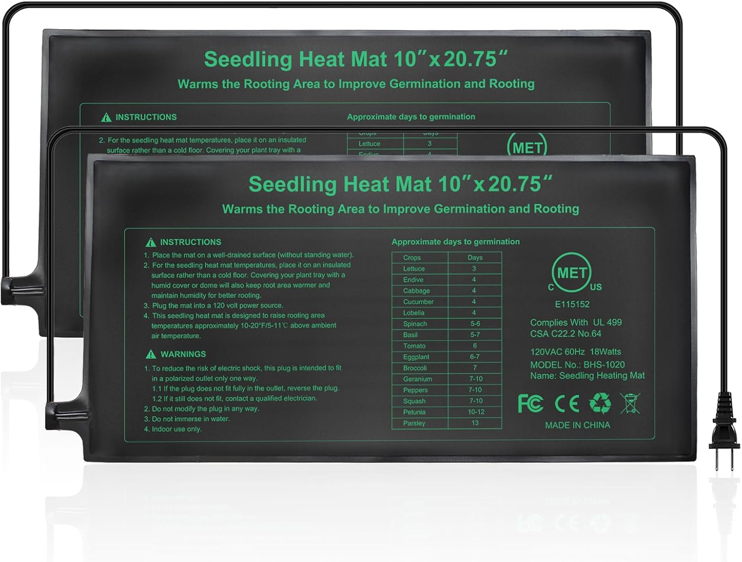 HYDGOOHO Seedling Heat Mat Dual Certified by MET and UL Plant Heating