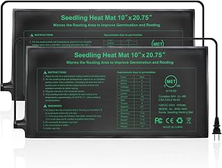 HYDGOOHO Seedling Heat Mat Dual Certified by MET and UL Plant Heating Mat Pad with Power Failure Protection Thermostatic Waterproof Suitable for seedlings (10x20.75in-2 Pack, Black)