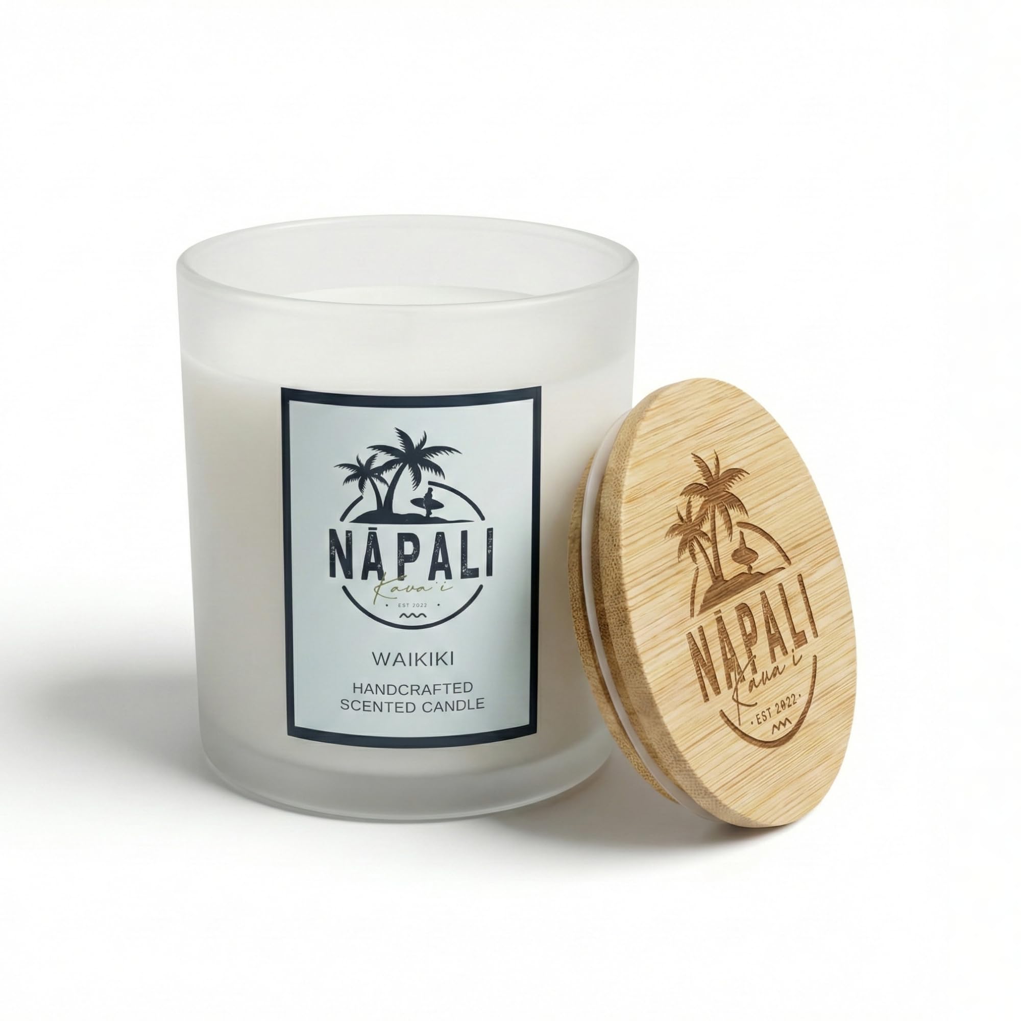 Na Pali White Wax | White Jar Handcrafted Hawaiian Scented Candle With Crackling Wick | Waikiki | Coconut, Pineapple & Pink Grapefruit