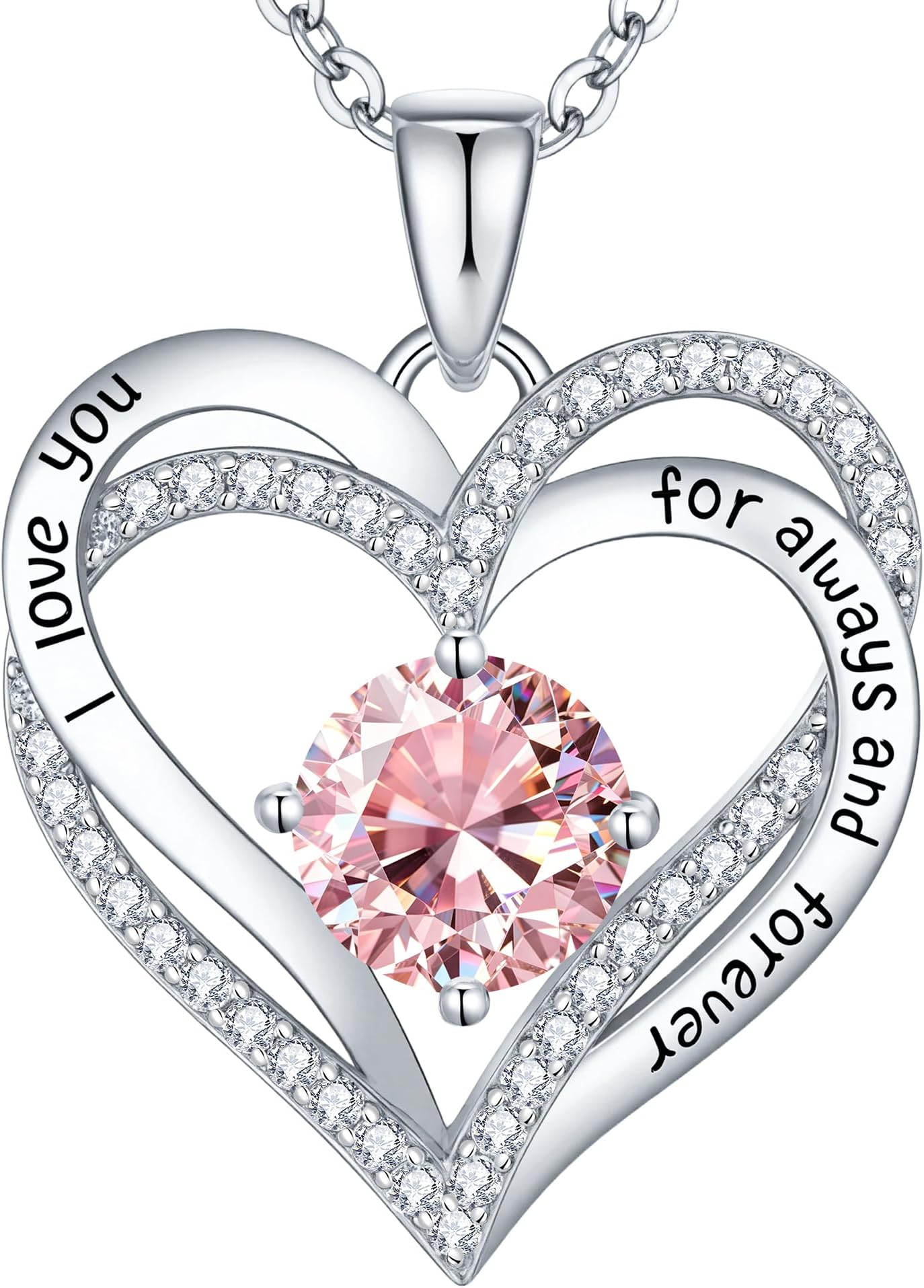 18K Rose Gold Heart Pendant Necklaces,Birthstone Jewelry Gifts for Wife