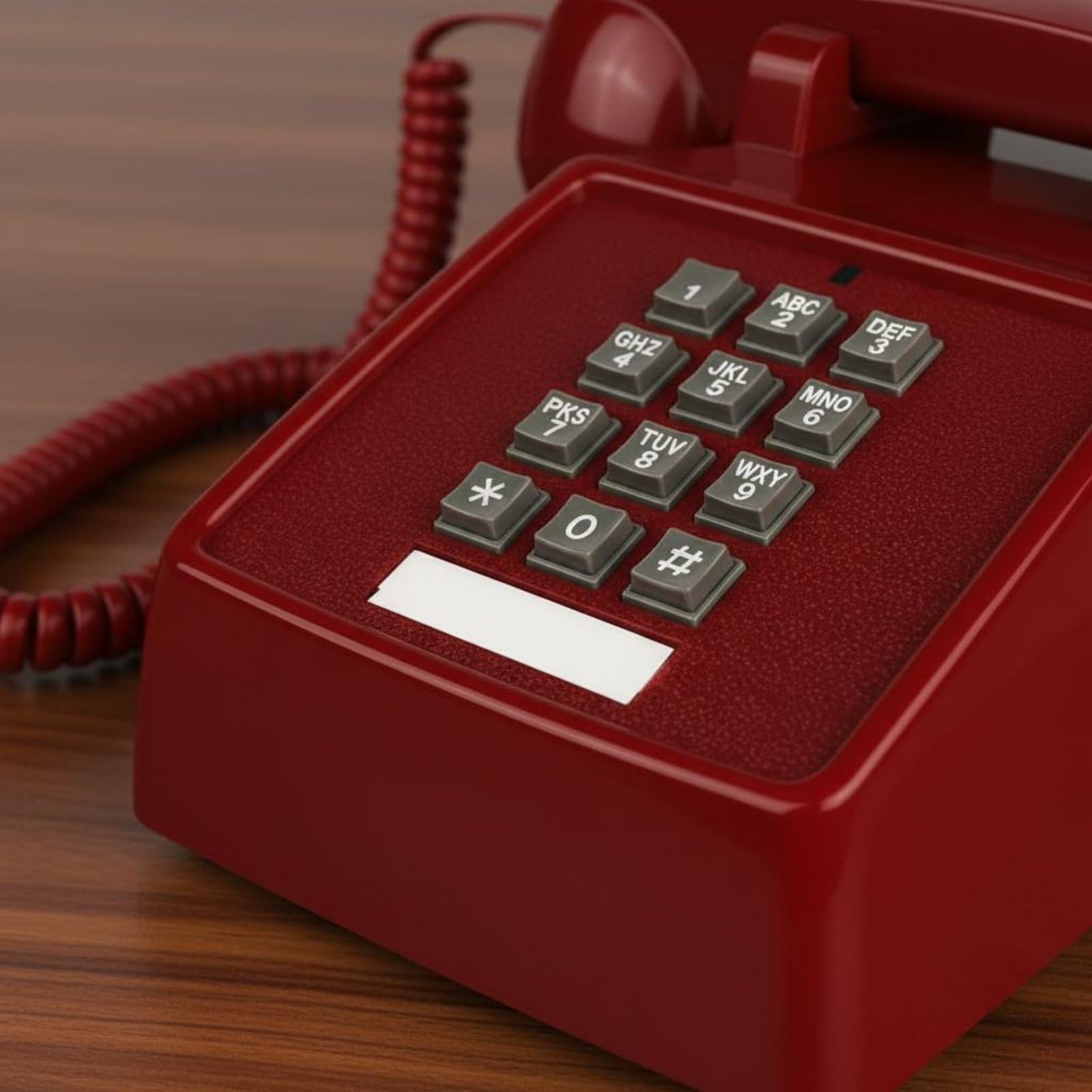 Teléfono Retro de Botones con Apariencia Clásica Teléfono Fijo con Auricular con Cable Campana Mecánica y Uso Confortable Plástico y Metal Adecuado para Hogar Estudio Oficina, Rojo Azufaifo