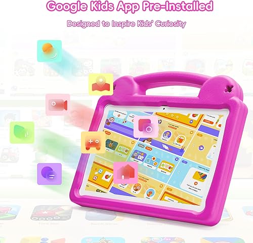 Miniatura 7 de Tablet para niños de 10.1 pulgadas Android 14 Tablet para niños, A523 Octa-Core, 8GB+64GB, batería de 5000mAh con funda de EVA rosa, Wi-Fi 6 (2.4