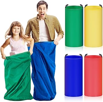 Redllo 4 Pack Potato Sack Race Bags for Family Outdoor Field Day Birthday Party Yard Backyard Camping Picnic Easter Fall Themed Thanksgiving Halloween 4th of July Party Games