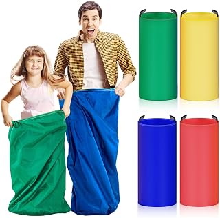 4 Pack Potato Sack Race Bags for Family Outdoor Field Day Birthday Party Yard Backyard Camping Picnic Easter Fall Themed Thanksgiving Halloween 4th of July Party Games