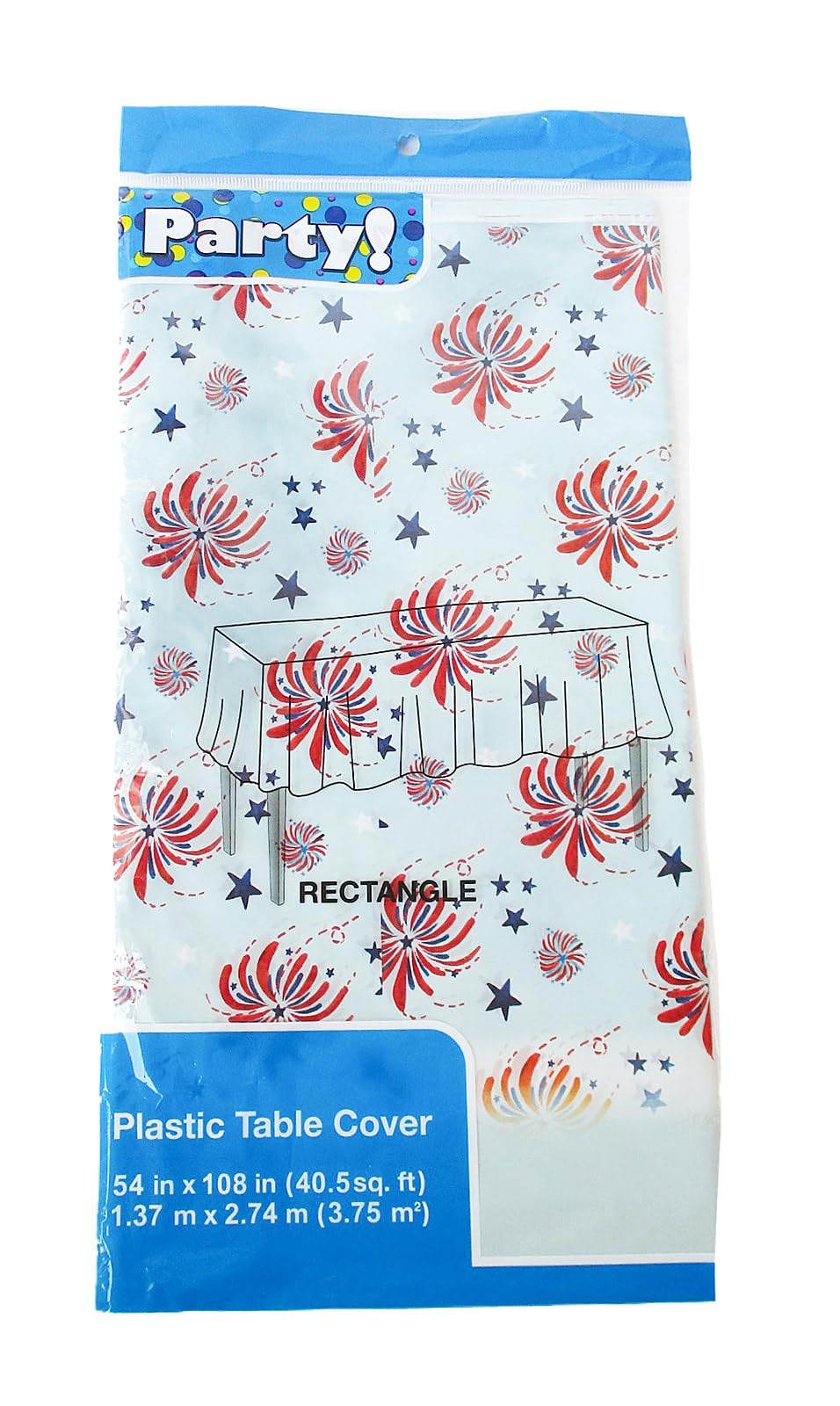 Patriotic Fire Crackers Table Cover - American Flag for 4th of July, Memorial Day, and More - 54'' x 108''