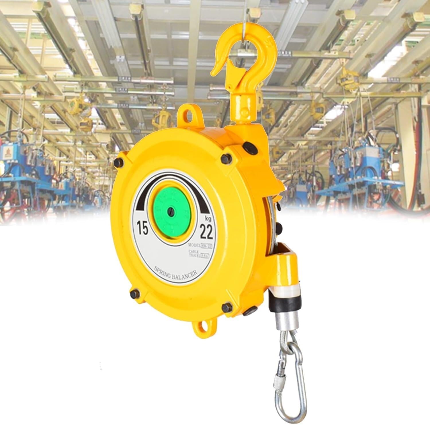VUIKLCty Spring Balancer Tool Balancer With Wire Rope And Hook For Workshop And Automotive Equipment (Size : 15-22kg)