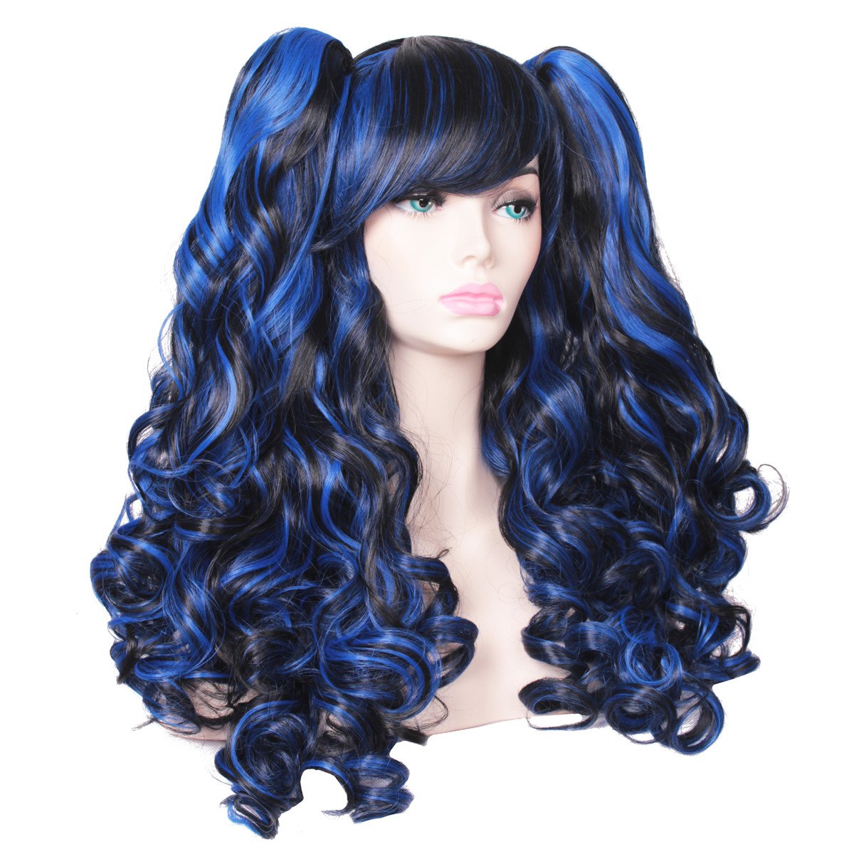 Amazon.com: ColorGround Long Curly Cosplay Wig with 2 
