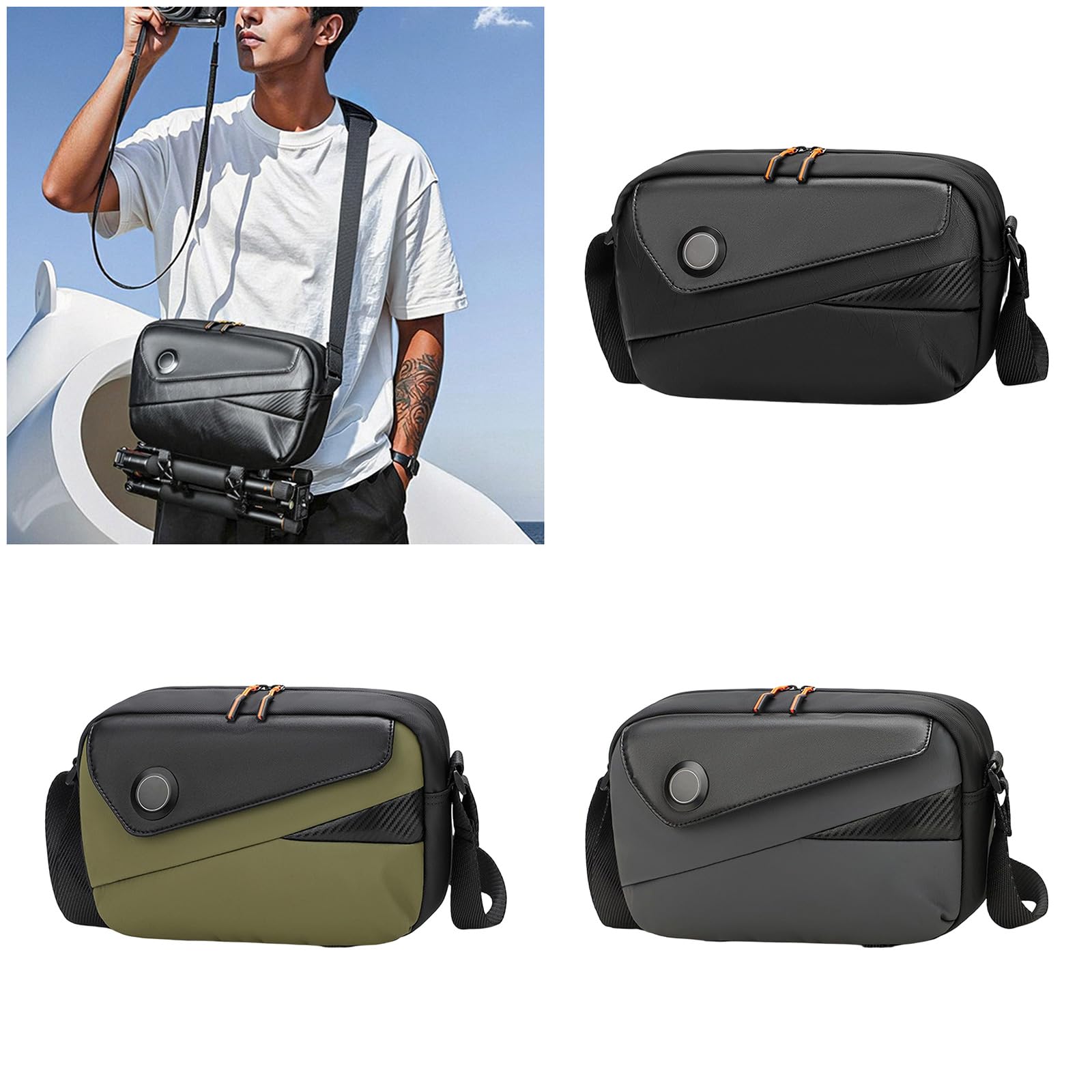 Pratica borsa a tracolla per fotocamera da uomo in poliestere con tracolla regolabile per fotografi all'aperto Design alla moda DSLR borsa a tracolla