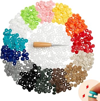 GTAAOY 120 Sets Plastic Snap Buttons, No Sew Buttons | No Tools Required, Duvet Snaps, Hand Press Fasteners for DIY Crafts, Clothing Repair & Home Decor, 14 Colors,13 mm
