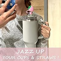 Vista 6 de 6 fundas de popote compatibles con vasos Stanley de 40/30 onzas, reutilizables y bonitos protectores de tapas de silicona para popotes Stanleys