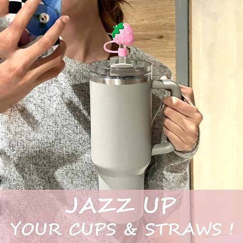 Miniatura 6 de 6 fundas de popote compatibles con vasos Stanley de 4030 onzas, reutilizables y bonitos protectores de tapas de silicona para popotes Stanleys de