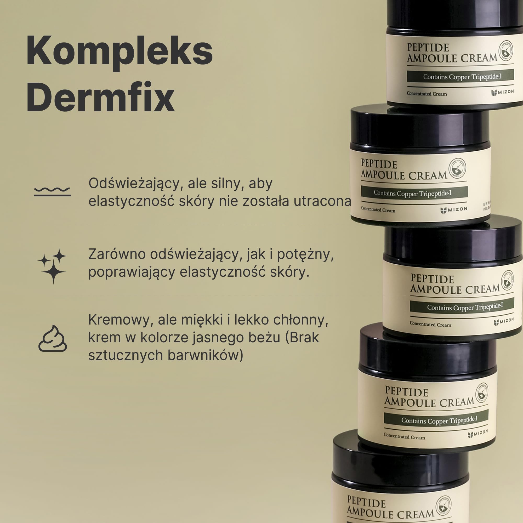 [Mizon] Krem Peptydowy (50ml) nawilżenie z białkami, aminokwasami, elastyną i kolagenem, pielęgnacja zmarszczek, kosmetyki koreańskie (Peptide Ampoule Cream)