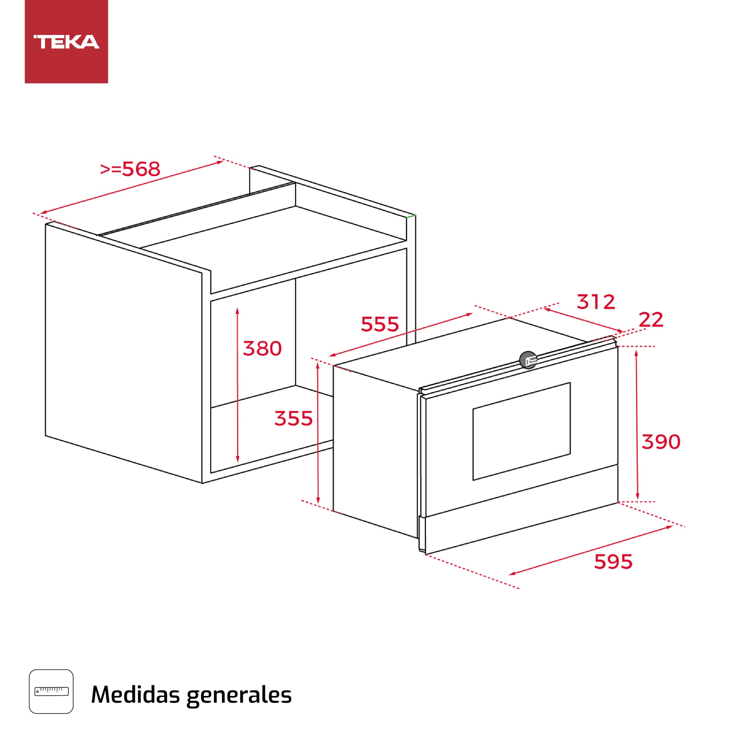 Teka ML 8220 BIS L - Microondas de Integración + Grill, Urban Colors Edition, con Base Cerámica, 5 Niveles de Potencia, 9 Menús de Acceso Directo, Color Cristal Negro