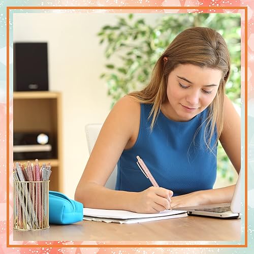 Miniatura 5 de Leinuosen 20 bolígrafos retráctiles de metal para escribir cómodos, bolígrafos de regalo de tinta negra con punta media para suministros de oficina