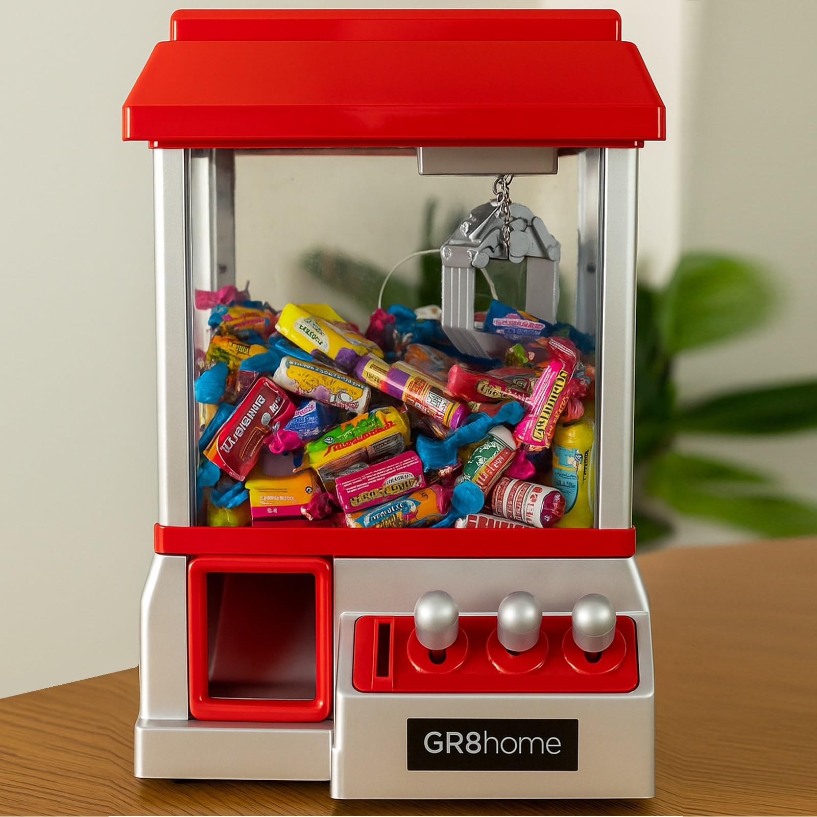 Gr8 Home Traditional Fairground Candy Grabber Desktop Sweet Treat Retro Arcade Joystick Sweet Machine Grab Gadget Fun Crane Claw Toy Game Dispenser