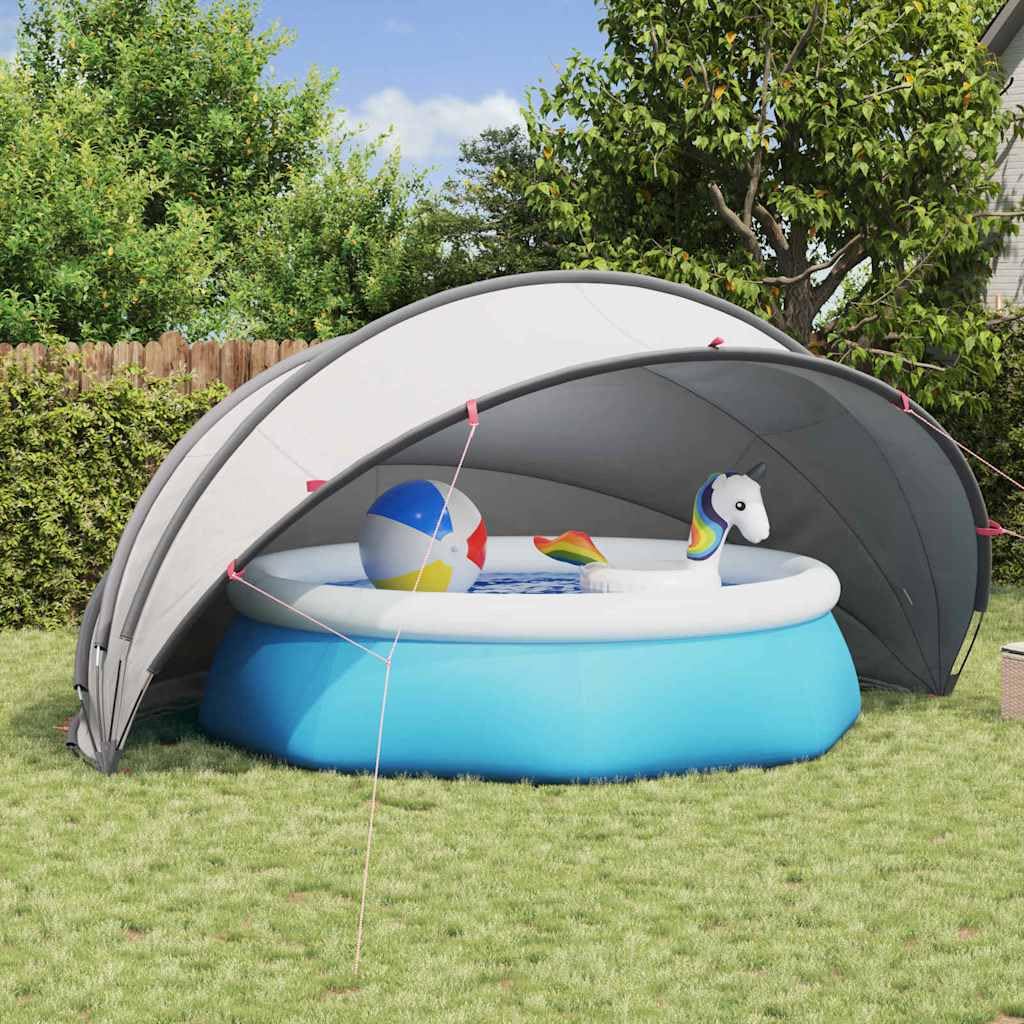 Piscina a cupola pieghevole, 500 x 500 x 236 cm, grigio e arancione, in fibra di vetro resistente ai raggi UV, con borsa per il trasporto e tiranti, facile da piegare per protezione