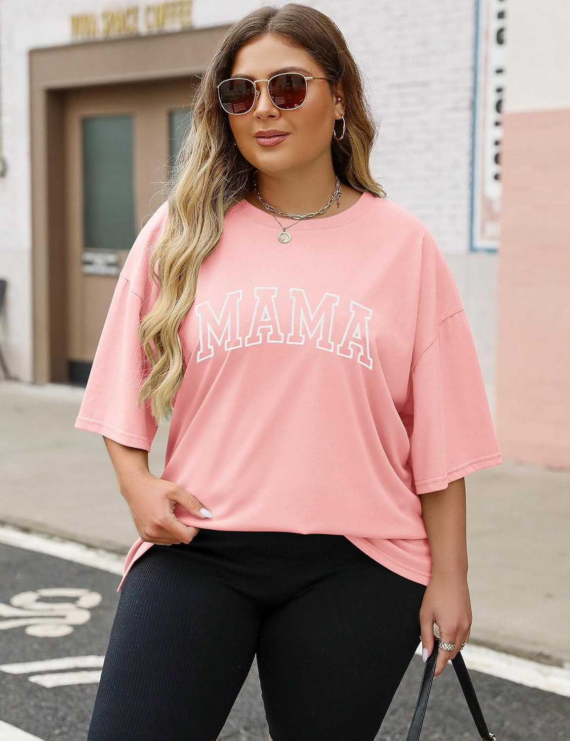 LOMON Oversized T Shirts for Women Short Sleeve Crewneck Summer Tops Loose Casual Mama Shirts Basic Tee