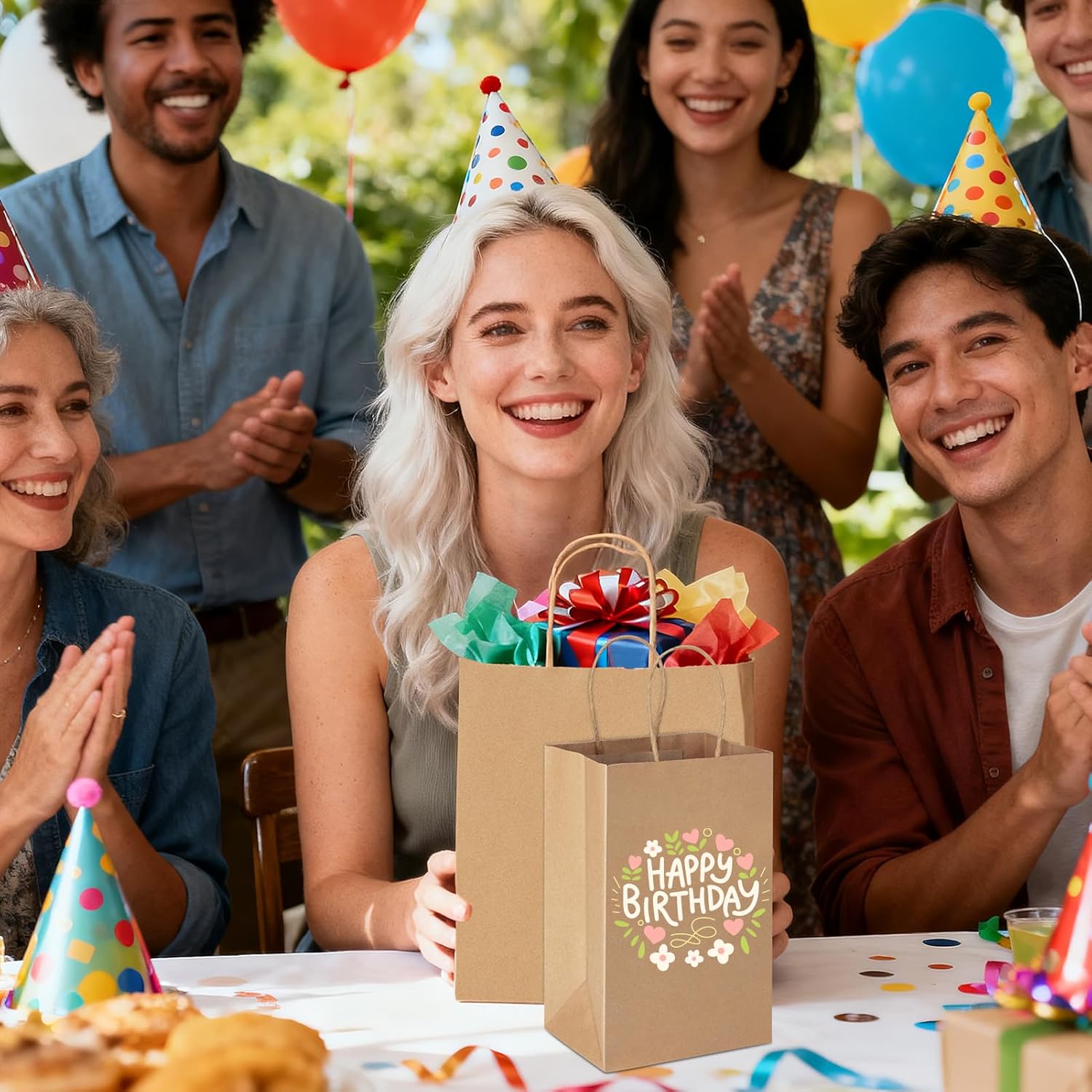 MESHA 90 Pack Brown Kraft Paper Bags with Handles Bulk, Multiple 3 Assorted Sizes Eco-Friendly Gift Bags for Small Shopping Business - Party Favors, Retail, Birthday Goody Bags & Grocery, 5/8/10 Inch - Image 8