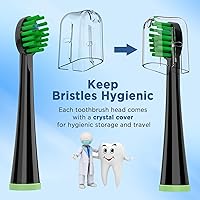 Vista 6 de Cabezales de repuesto para todos los modelos Waterpik Sonic Fusion (SF-01, SF-02, SF-03 y SF-04), compactos, con tapas, 5 unidades, color negro