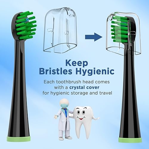 Miniatura 6 de Cabezales de repuesto para todos los modelos Waterpik Sonic Fusion (SF-01, SF-02, SF-03 y SF-04), compactos, con tapas, 5 unidades, color negro