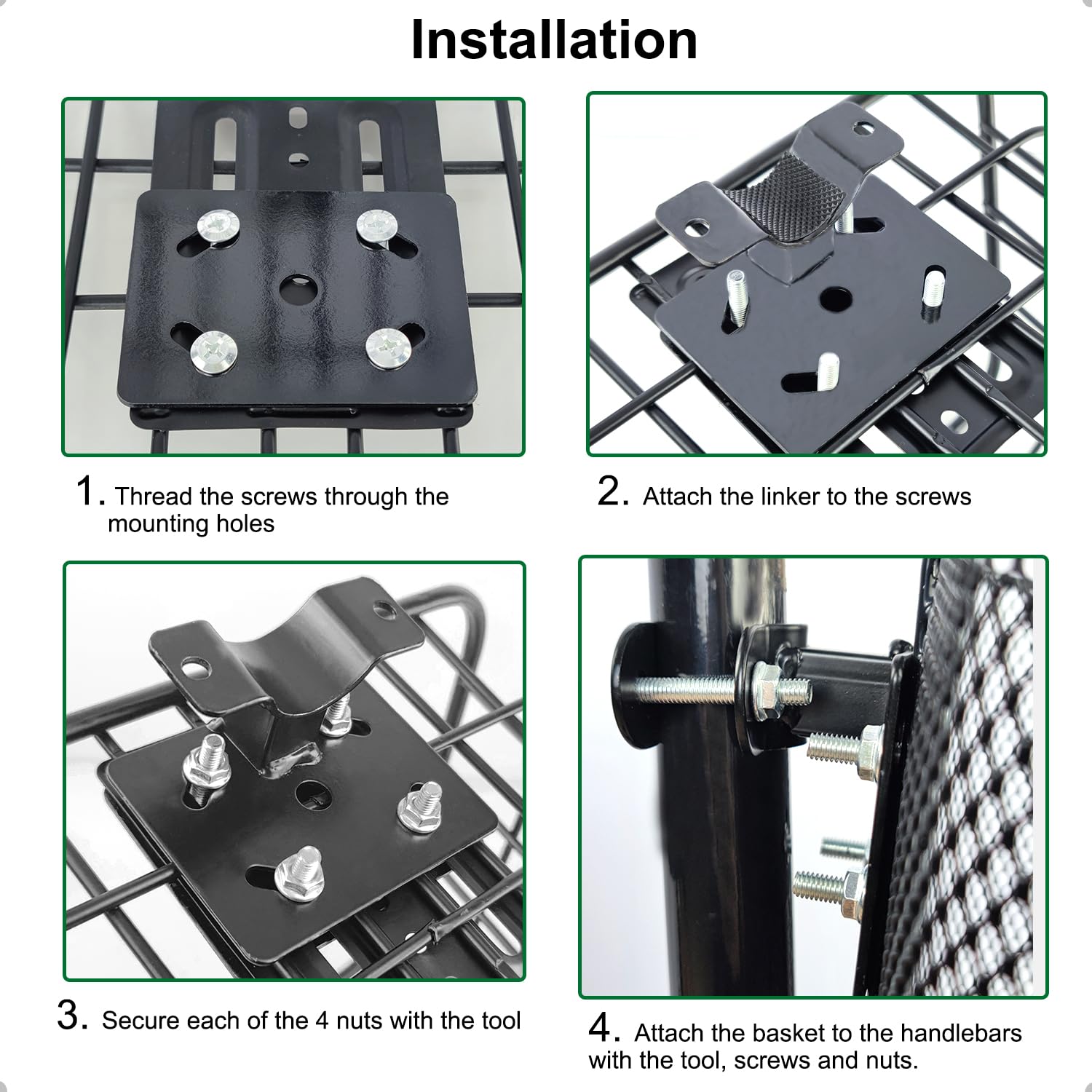 Cesta de bicicleta con red de carga y cubierta, cesta de scooter con soporte fijo, cesta de bicicleta eléctrica de metal para bicicleta eléctrica Jetson, scooter, scooter de rodilla y bicicleta