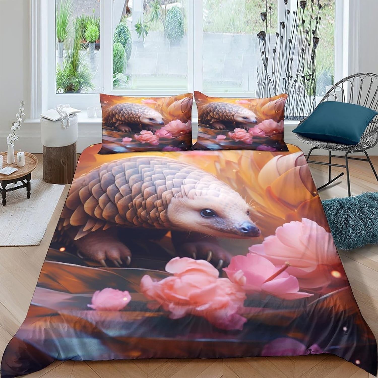 Parures de lits bébé 200x200 cm pangolin pour transformer la chambre en safari doux
