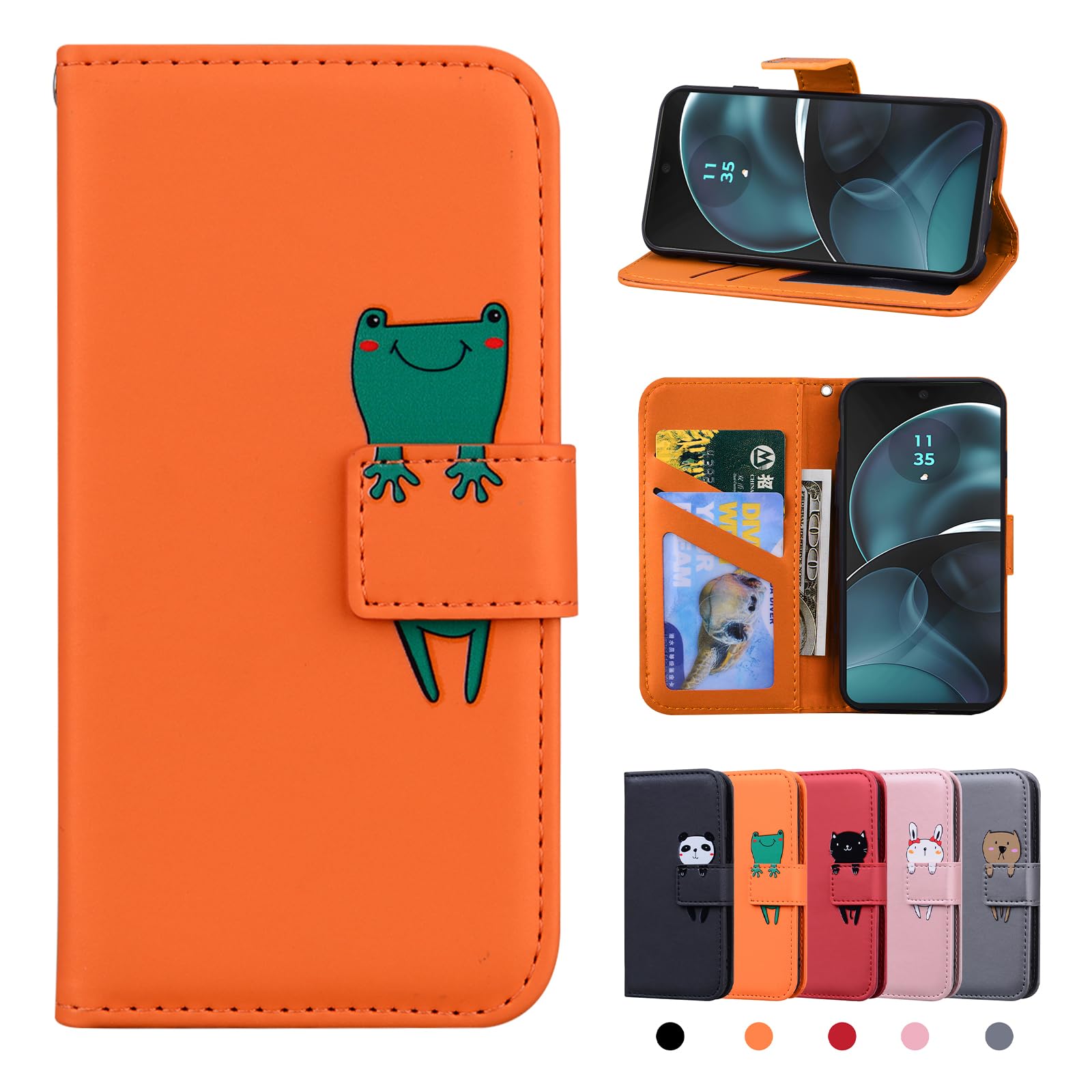 Cover Per Motorola Moto G4 Plus Con Portafoglio E Supporto - Custodia Flip In Pelle PU Con Chiusura Magnetica, Design Panda