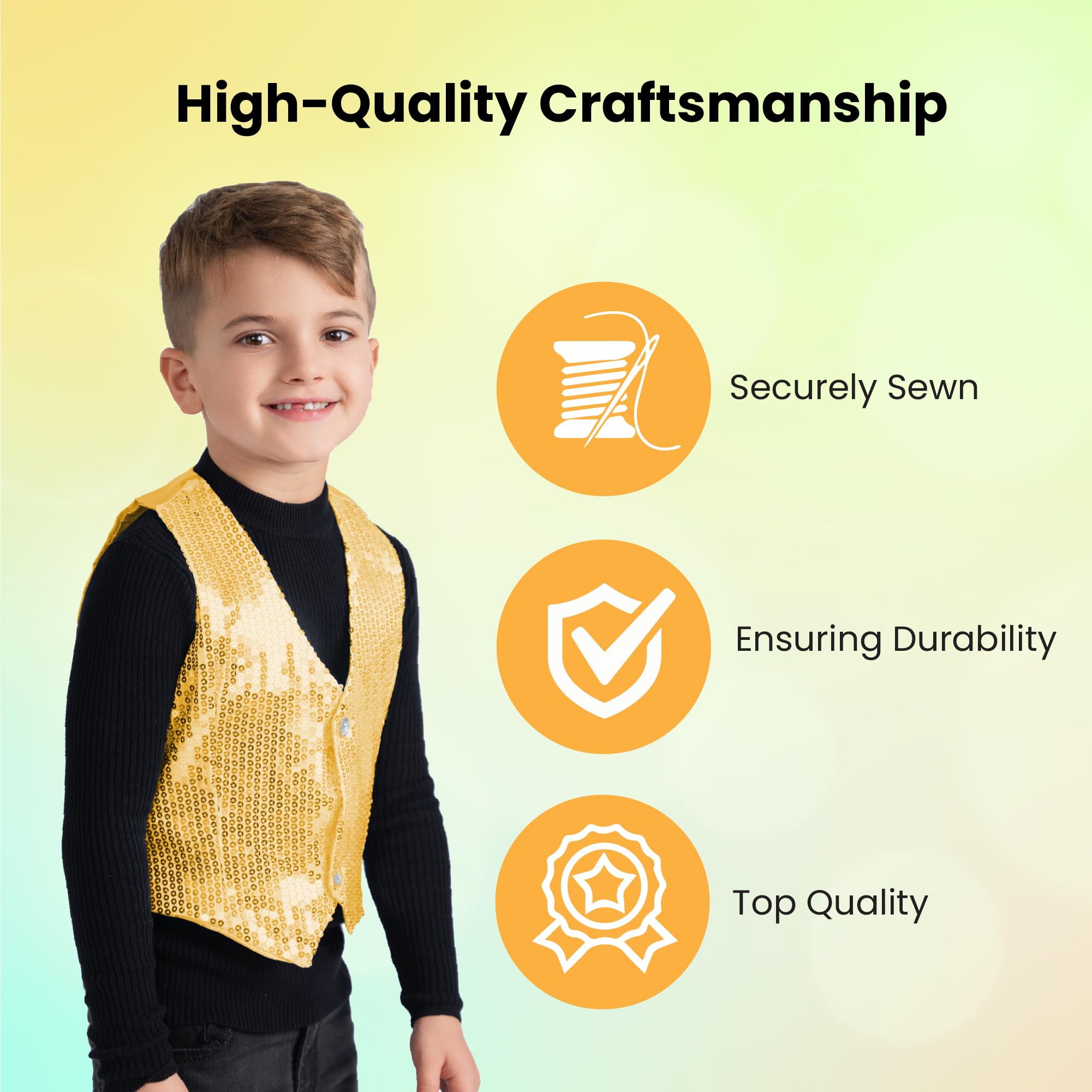 Gilet à Paillettes Dorées Adulte - Brillant Et Ajustable, Parfait Pour Fêtes Et Déguisements