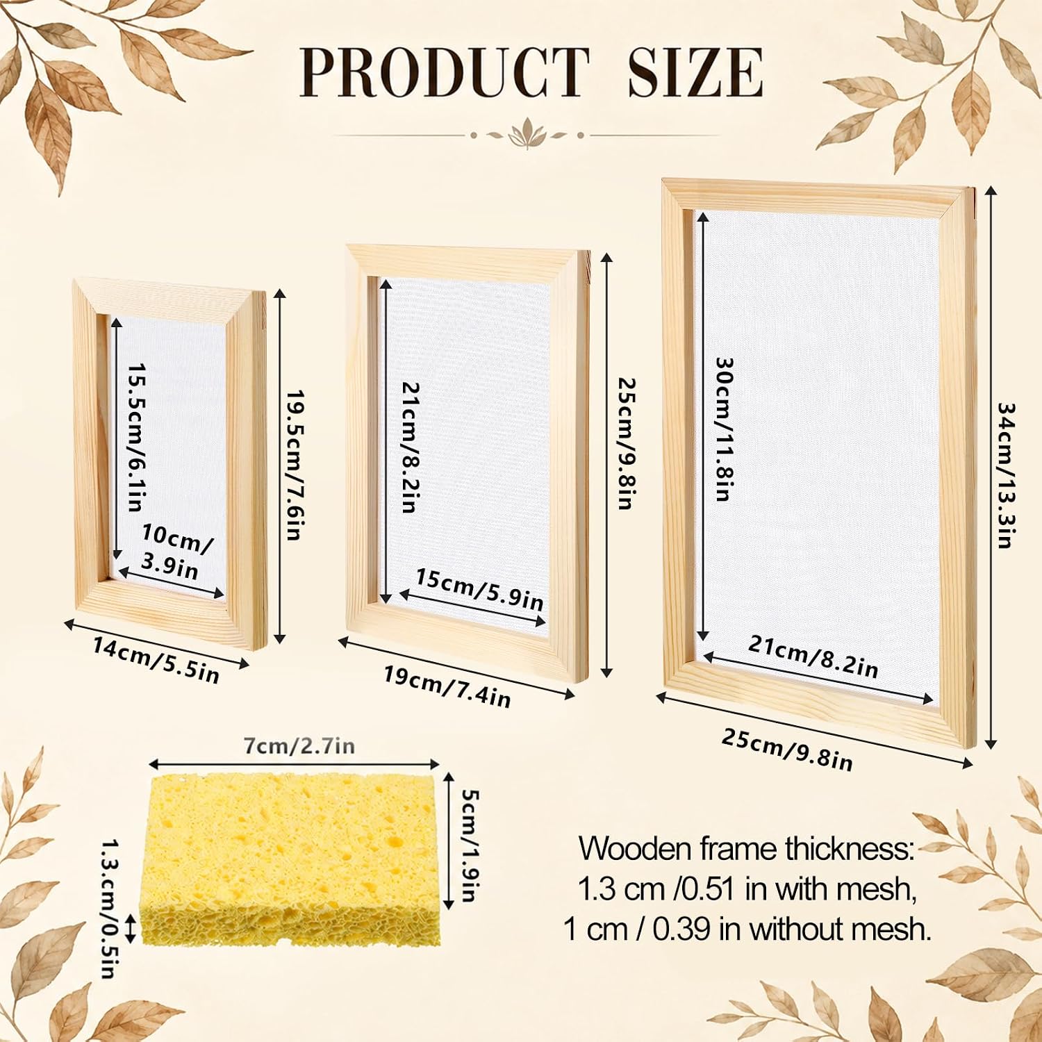 3Pcs Paper Making Frame Kit Wooden Mould and Deckle Set