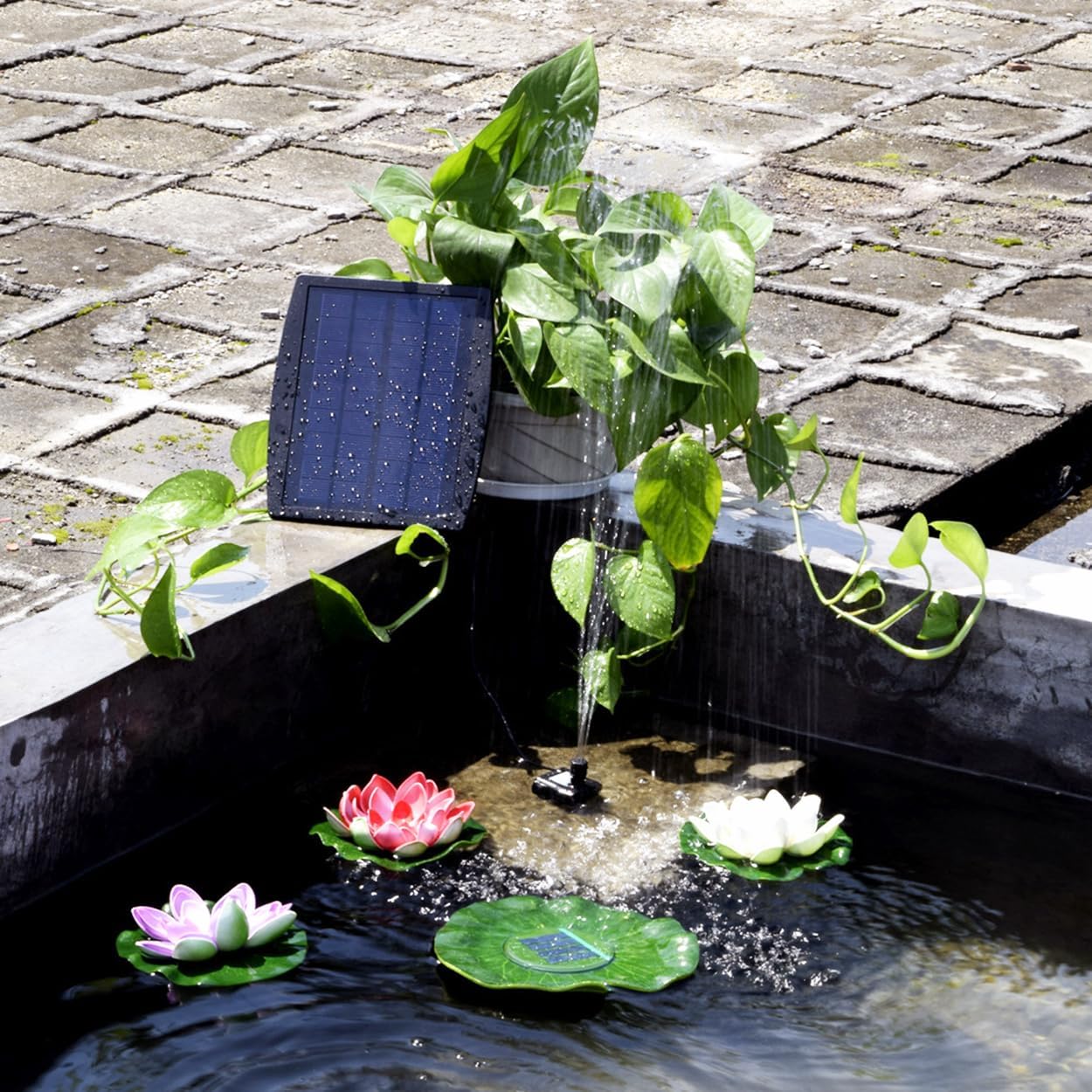 Meichoon Solar Fountain Pump with Panel 2.5W Birdbath Fountain Pond Pump Kit for Patio Garden Fish Tank Decoration MY04